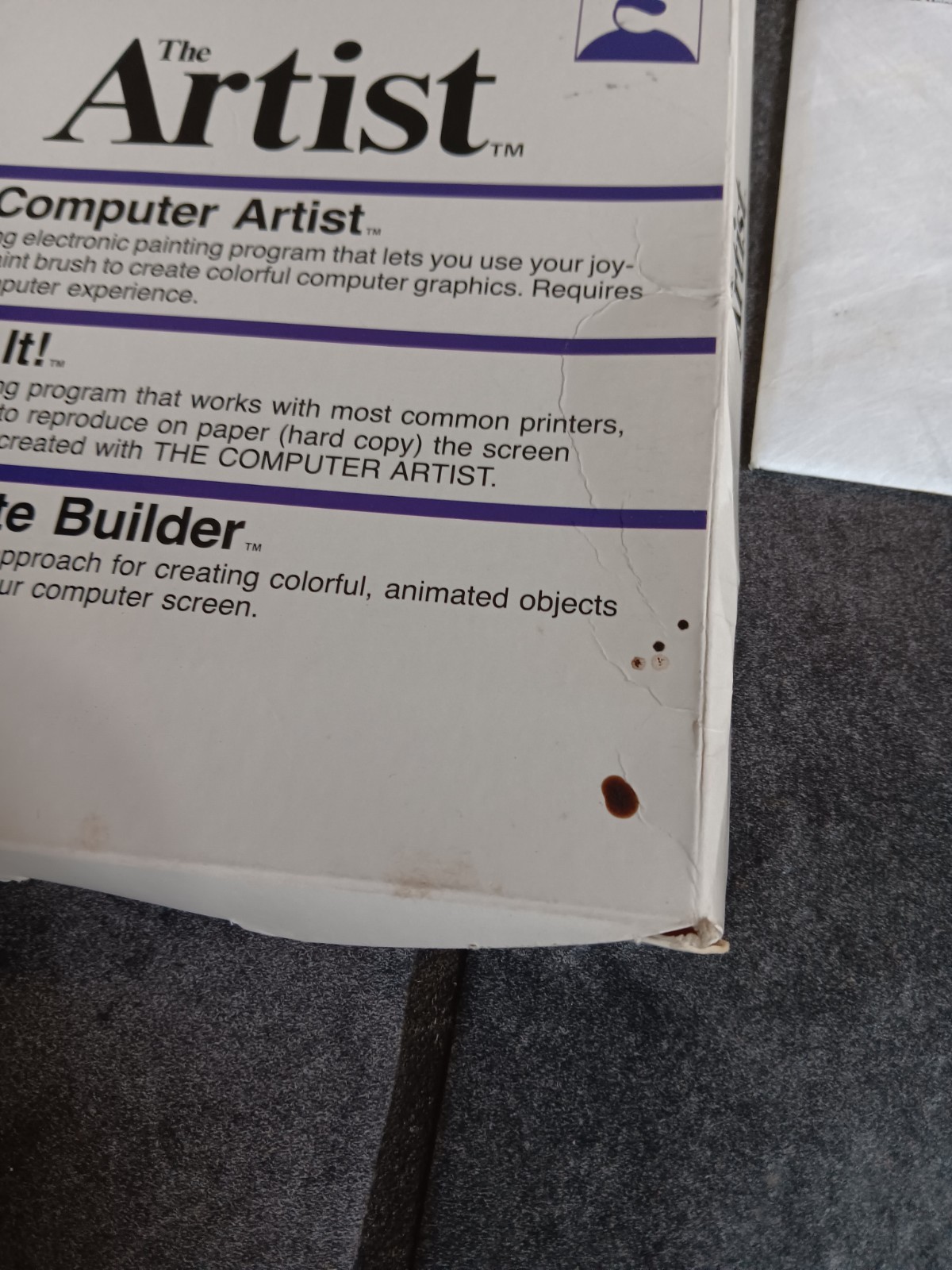 Commodore 64 The Artist Valueware Software Tested/Works Box Damage