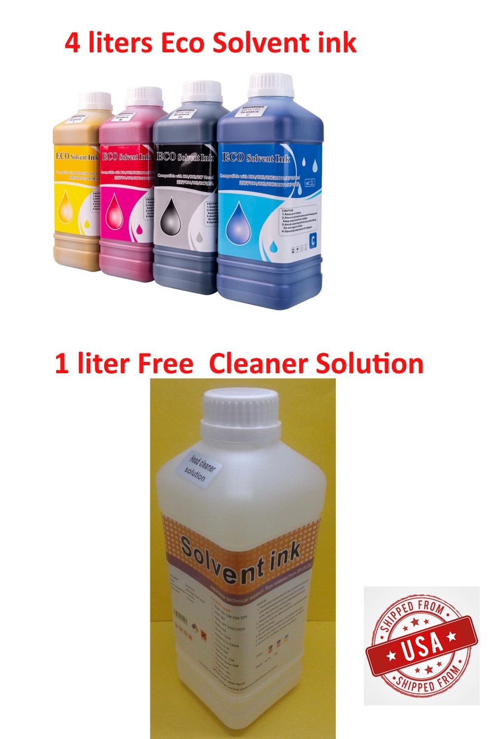 4L Eco Solvent Ink 1L eco Solvent Cleaner Roland Mutoh Mimaki DX4 DX5 DX6 DX7