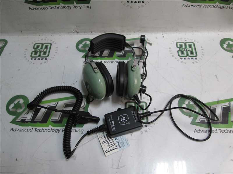 David Clark H7030 Aviation Headset w/ C7053 Radio Adapter P/N 12510G-01 Tested