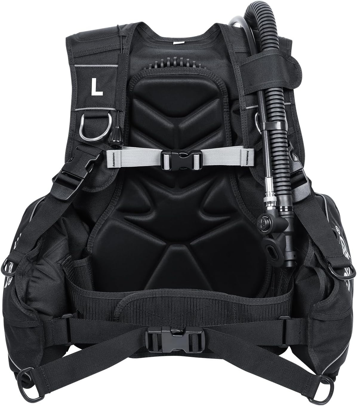 DIDEEP Scuba Diving BCD Jacket Buoyancy Compensator Vest Large Black - NIB