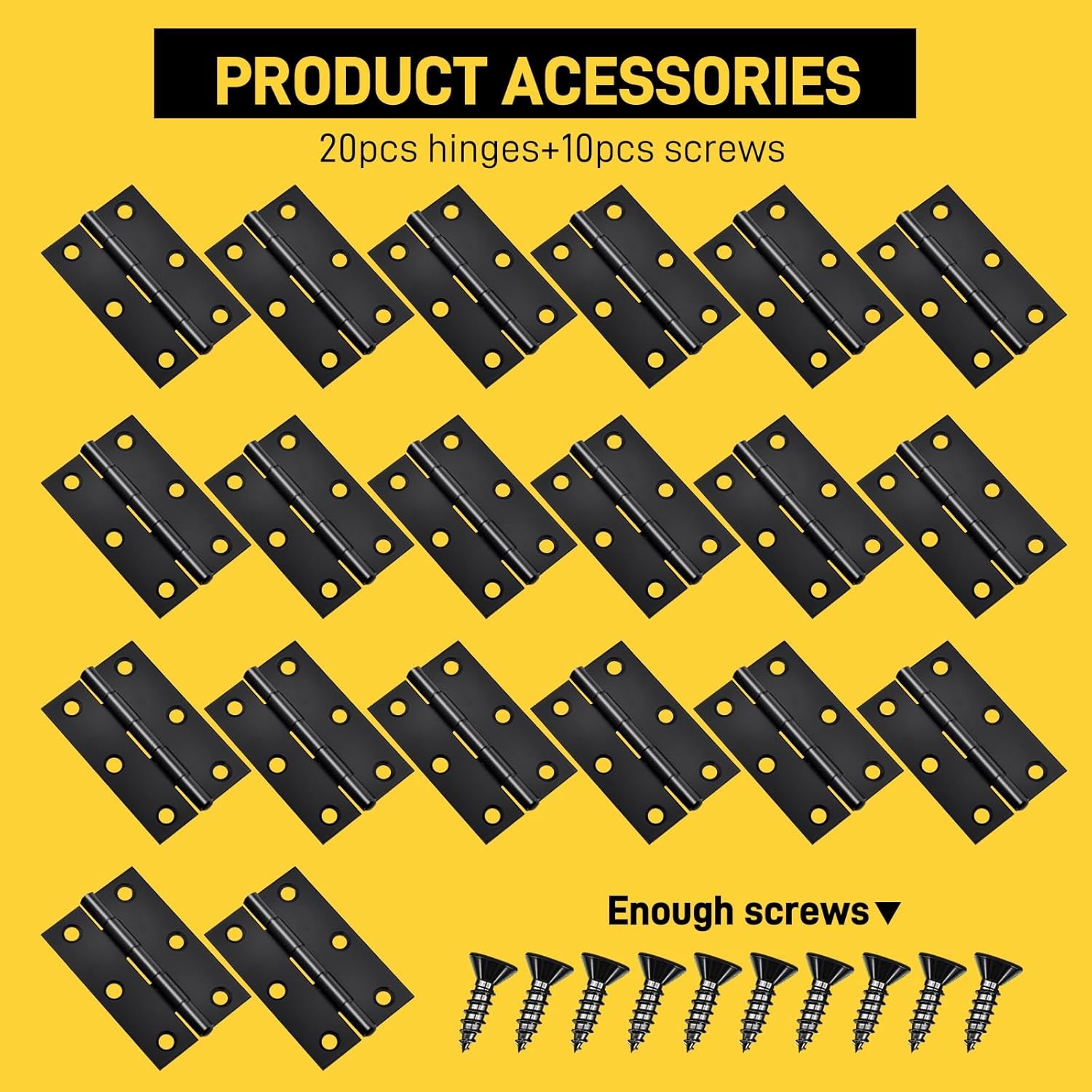 20-Piece 2.5 inch Door Hinge Set - Stainless Steel Cabinet Hinges Black with ...