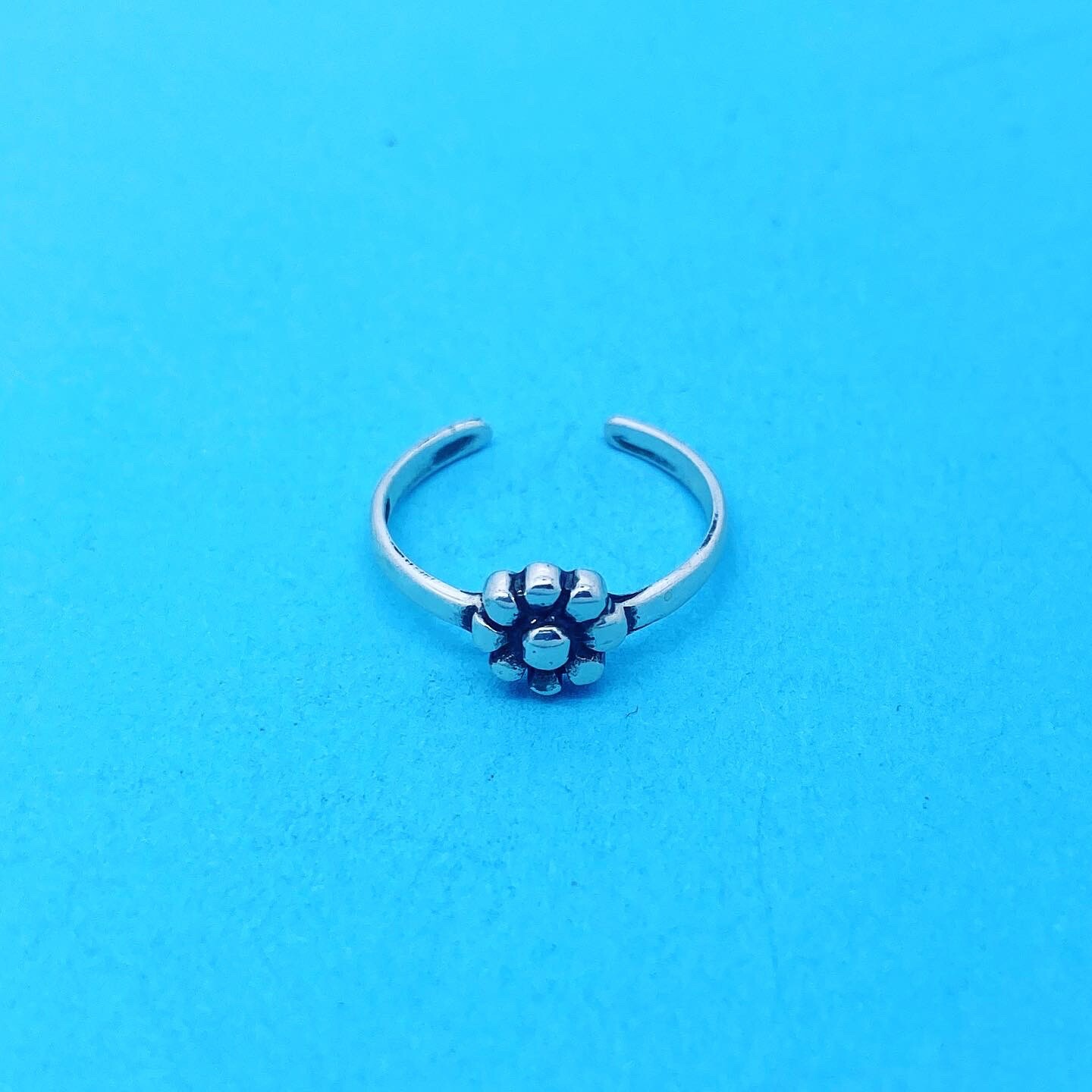 Genuine Sterling Silver Flower Design Toe Ring One Size Fits All