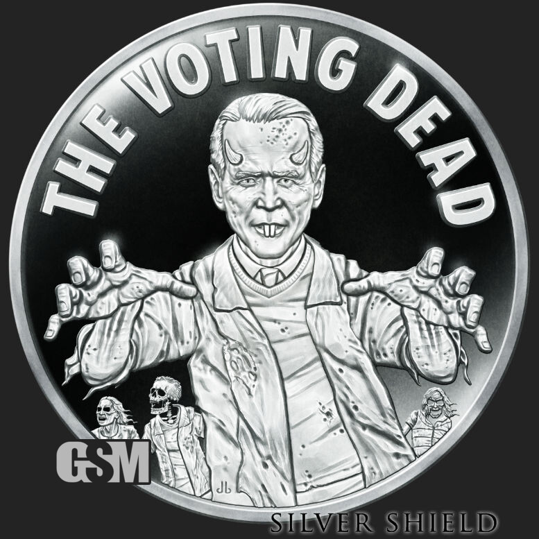 2021 Silver Shield THE VOTING DEAD - 1oz Proof - #18 in the "USSA 2020" Series