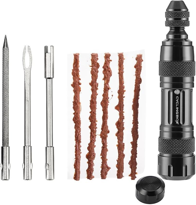 Bike Tubeless Tire Repair Kit for Cycling - Reamer, Plug Tool, Valve Core