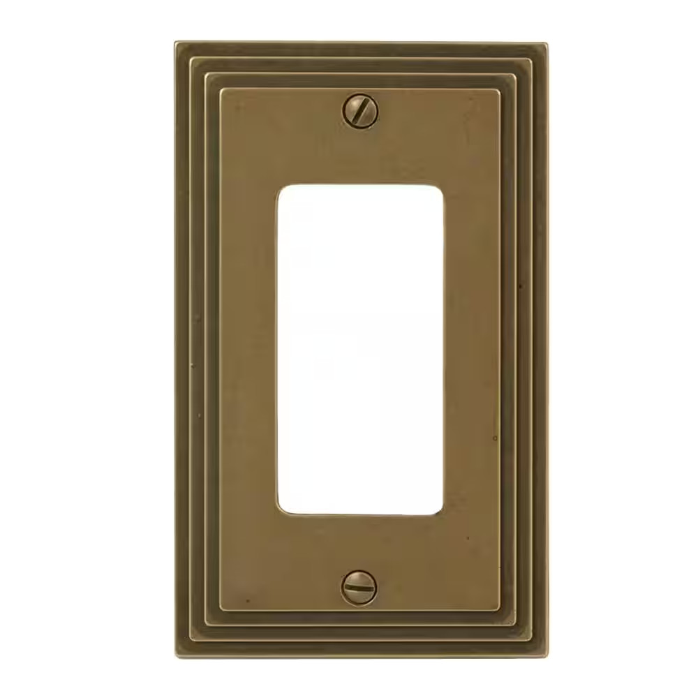 Tiered 1 Gang Rocker Metal Wall Plate - Rustic Brass