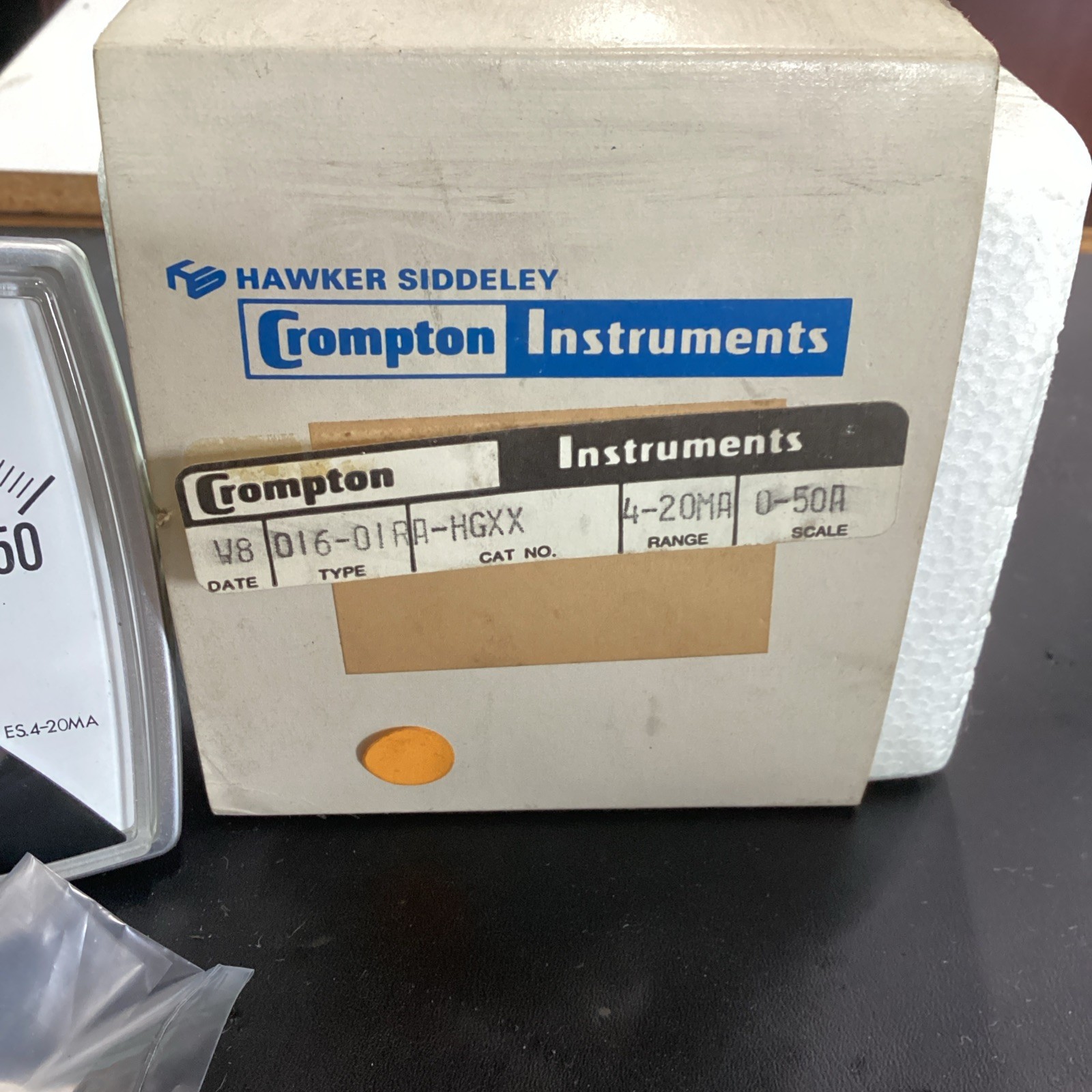 Crompton Analog Panel Meter Model 016-01RA-HGXX 0-50A New