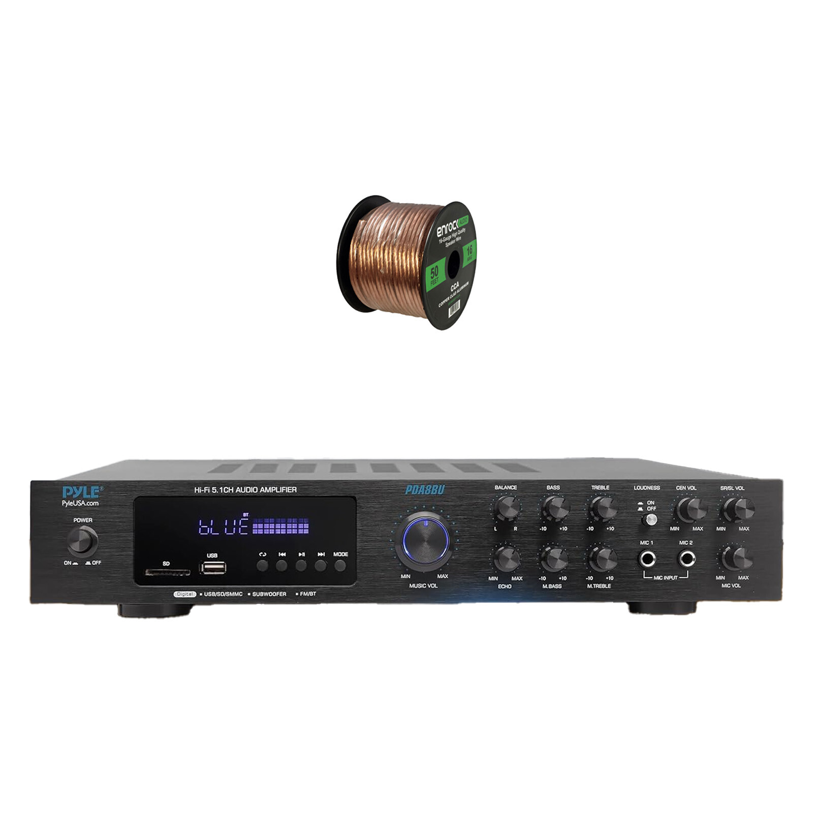 Pyle PDA8BU 5.1 Channel Home Audio Bluetooth Receiver with Wire