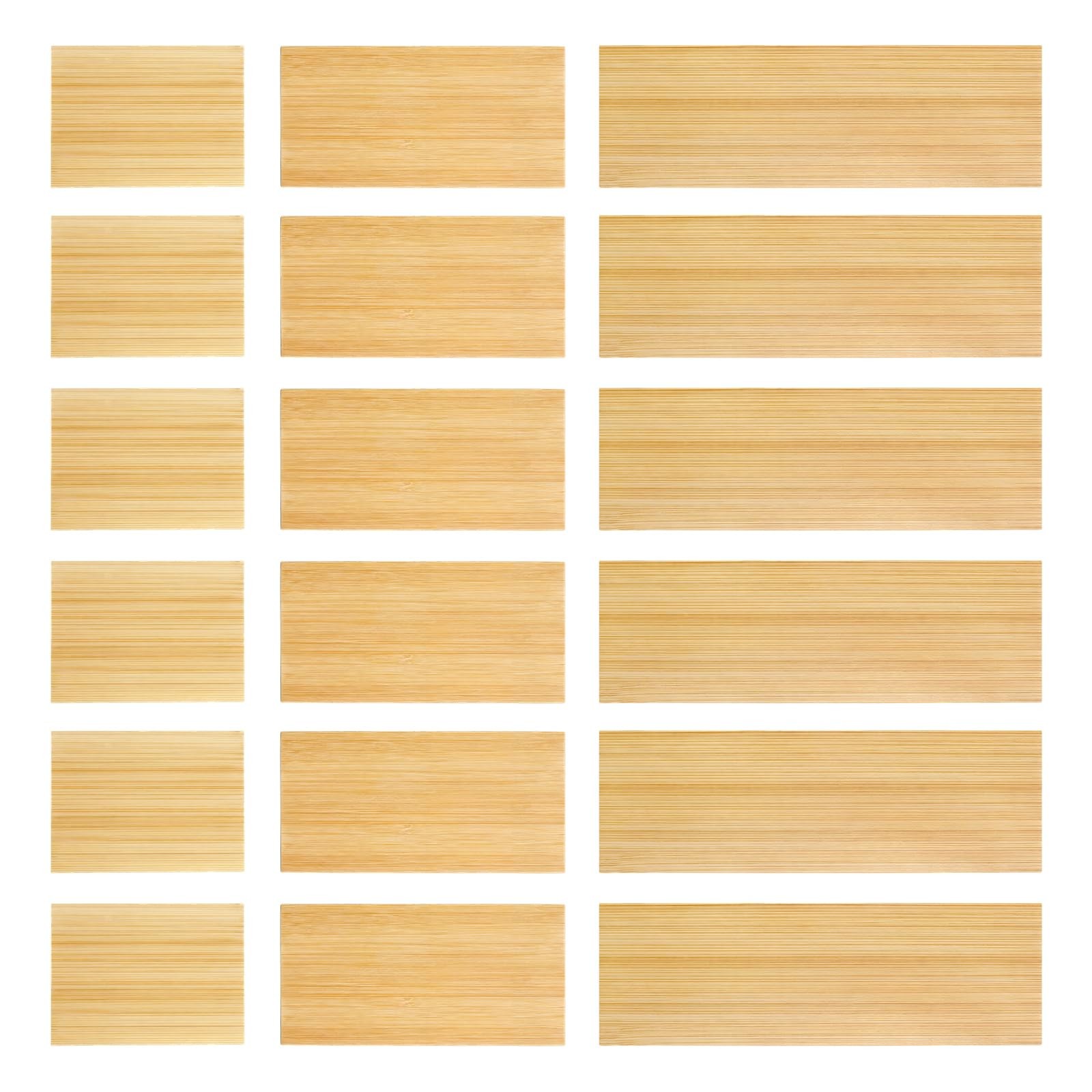 18 Pack Bamboo Drawer Dividers Inserts 3 Sizes Adjustable for Drawer Organize...