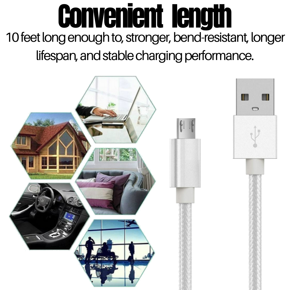 Micro USB Charger Flat Cable Data Sync Fast Charging for Android Samsung HTC LG
