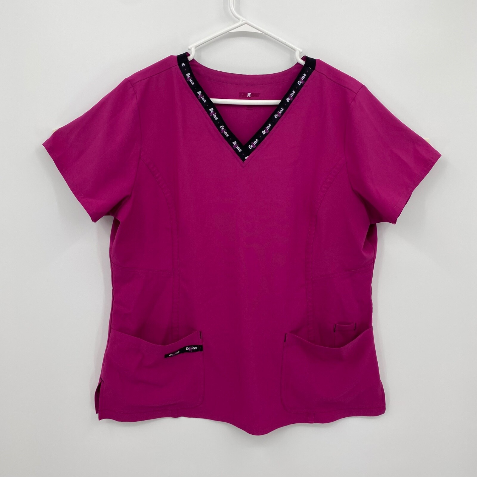 Scrubstar Women's Short Sleeve Nurse Scrubs Shirt Breast Cancer Pink Size L