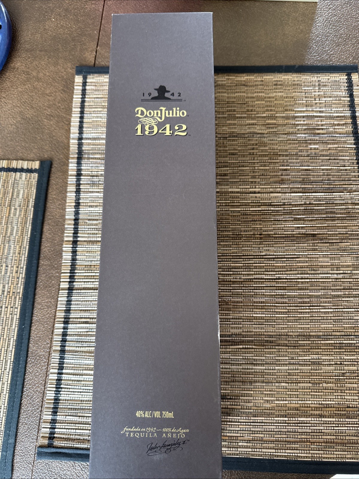 EMPTY DON JULIO 1942 BOTTLE, BOX & CORK INCLUDED 750ML
