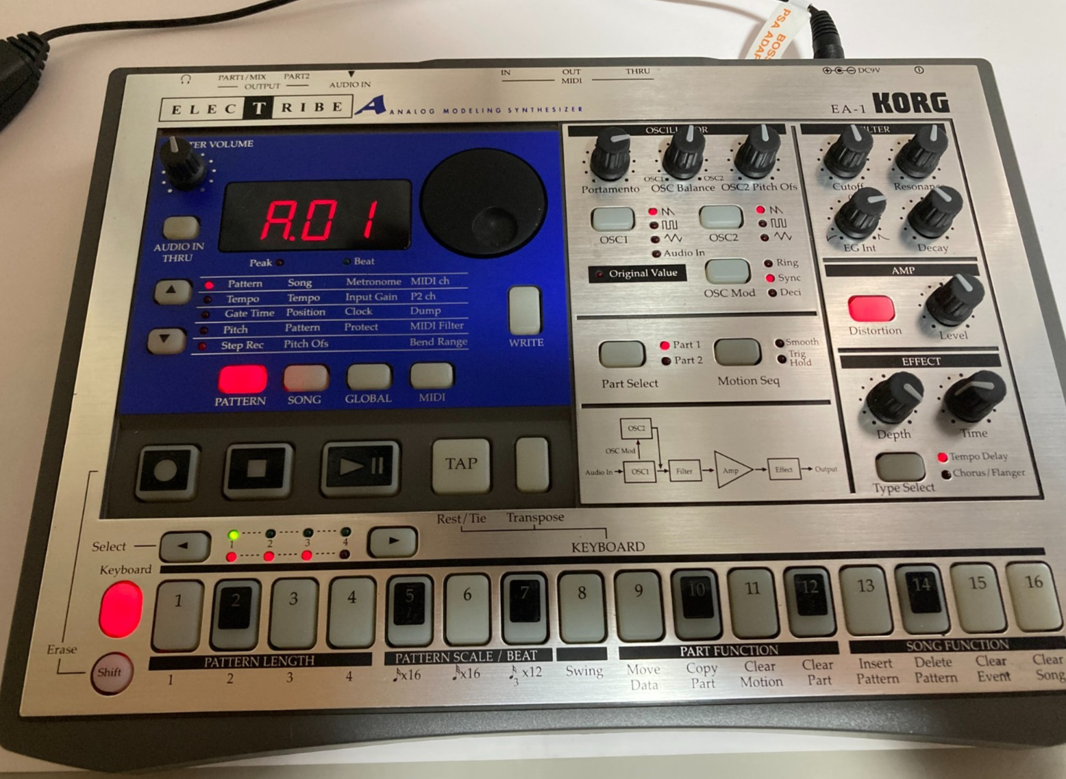 KORG EA-1 Electribe Analog Modeling Synthesizer Silver Tested Working