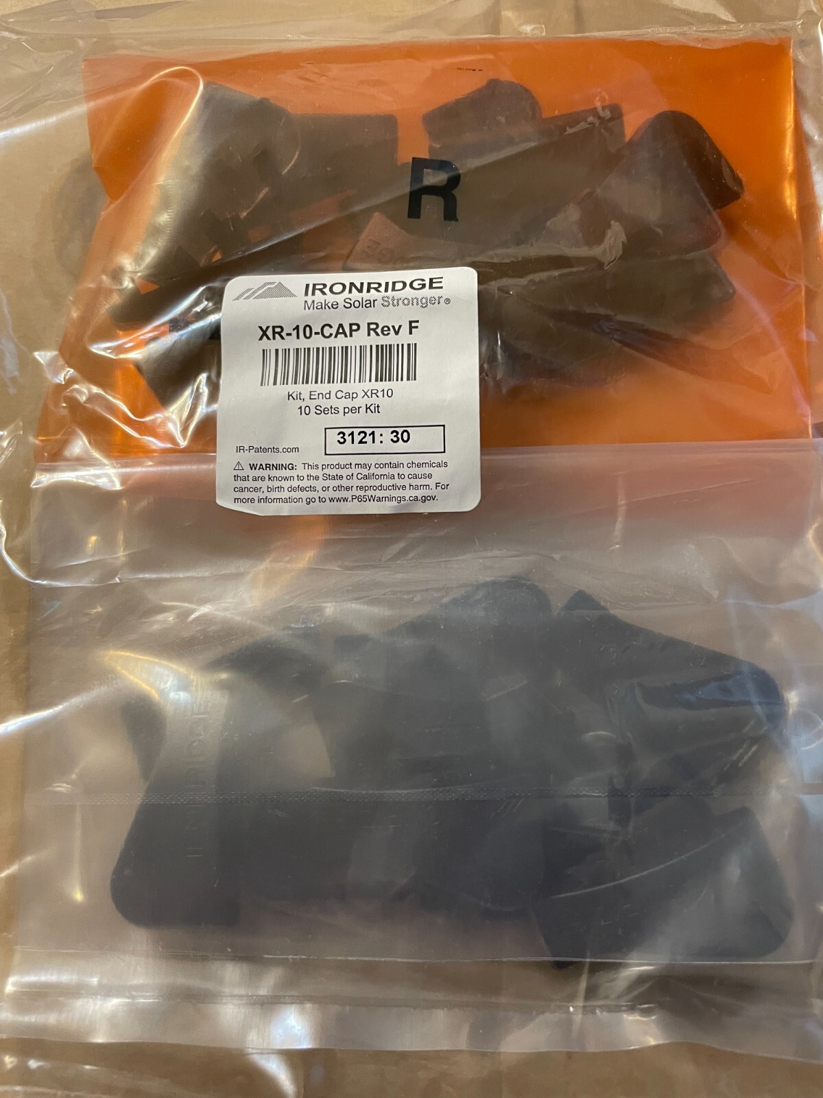 10 sets of Ironridge Solar XR-10-Cap End Caps Rev F (10 Right & 10 Left Caps)