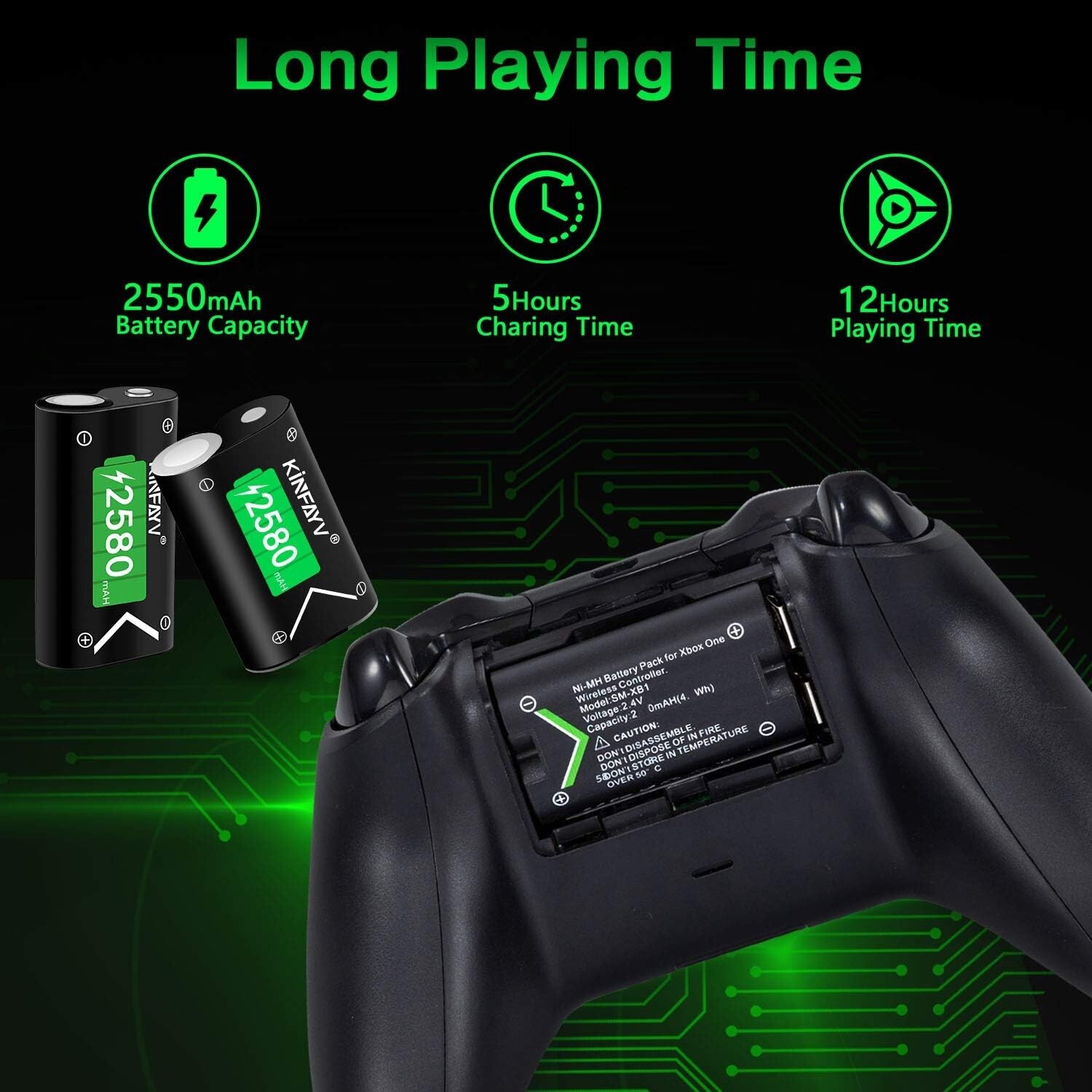Xbox One Battery Pack 4 x 2580mAh Rechargeable Controller Battery System