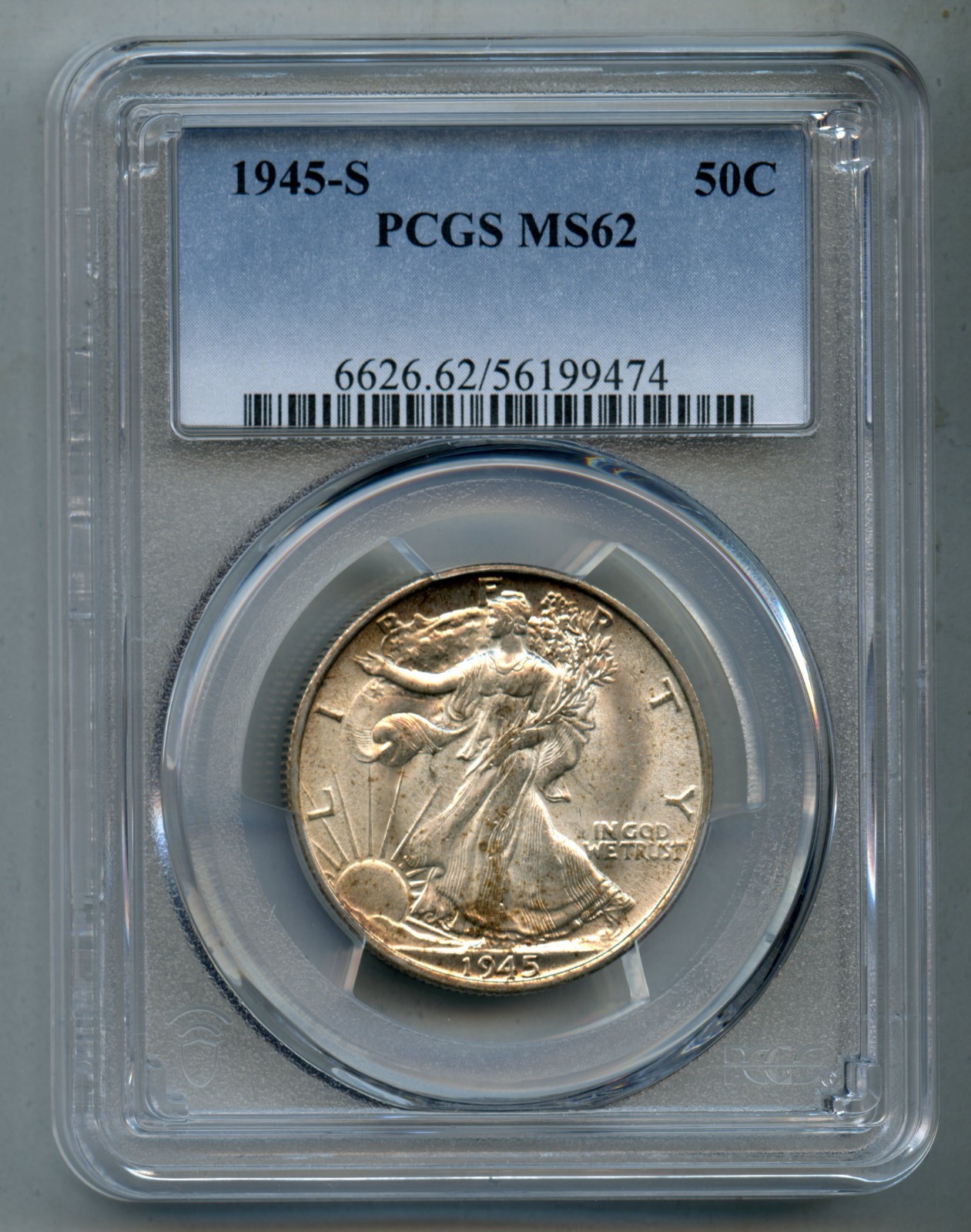 1945 S Liberty Walking Silver Half Dollar PCGS MS 62