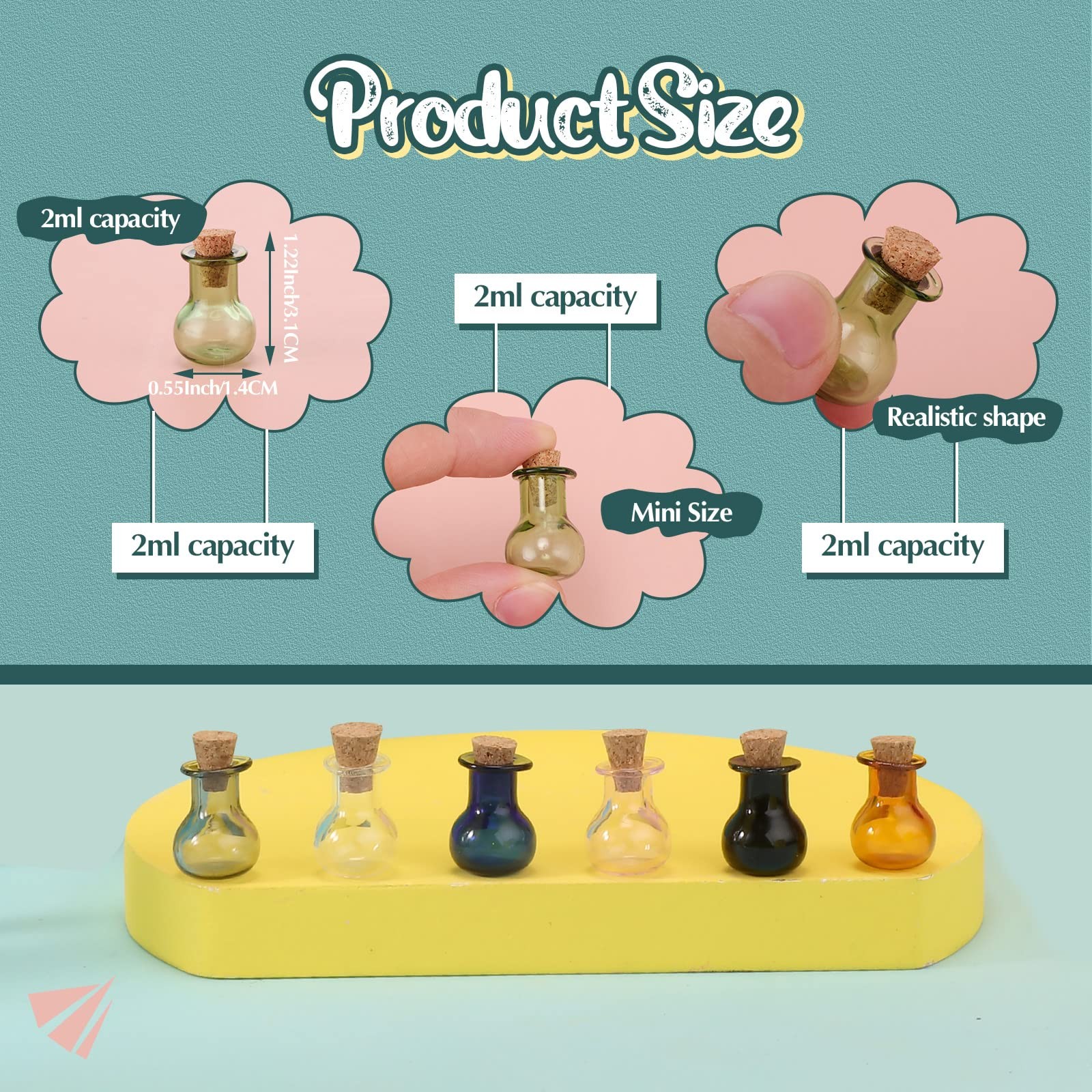 20 Pieces Tiny Spell Jars Mini Potion Bottles with Cork Clear Rum Mini Bottle...