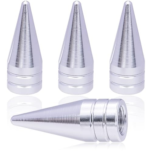 4PCS Spiked Shape Tire Valve Stem Caps, Aluminum Alloy 4 pcs Spiked - Silver