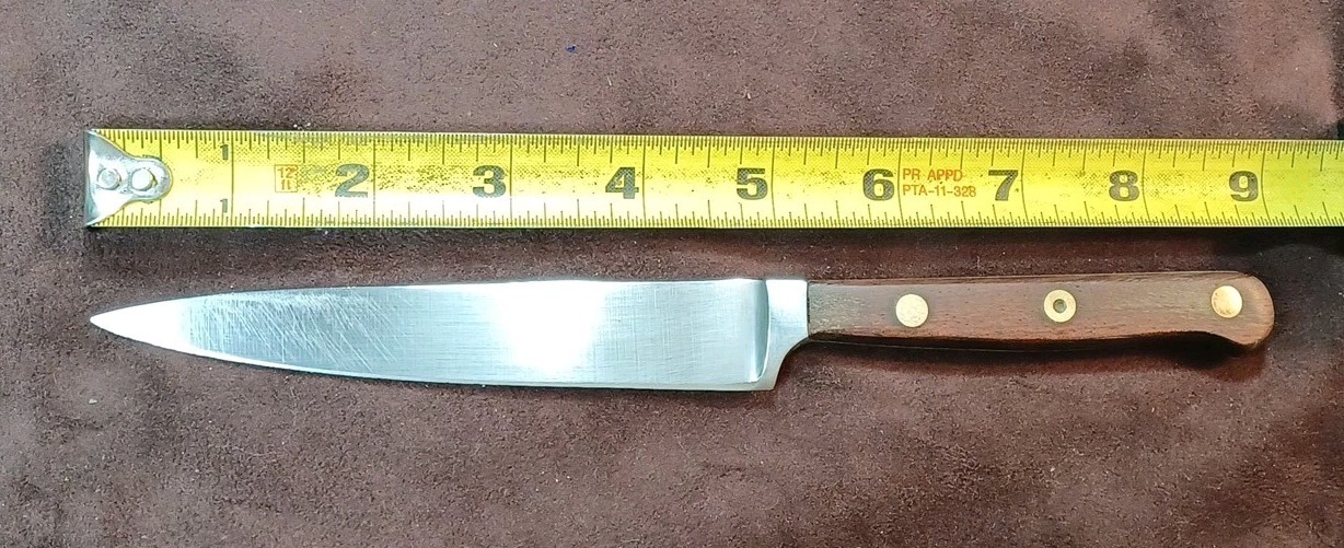 Vintage 4.75" Stainless Steel Steak Knife, W/ Wood Scales, No Maker's Mark