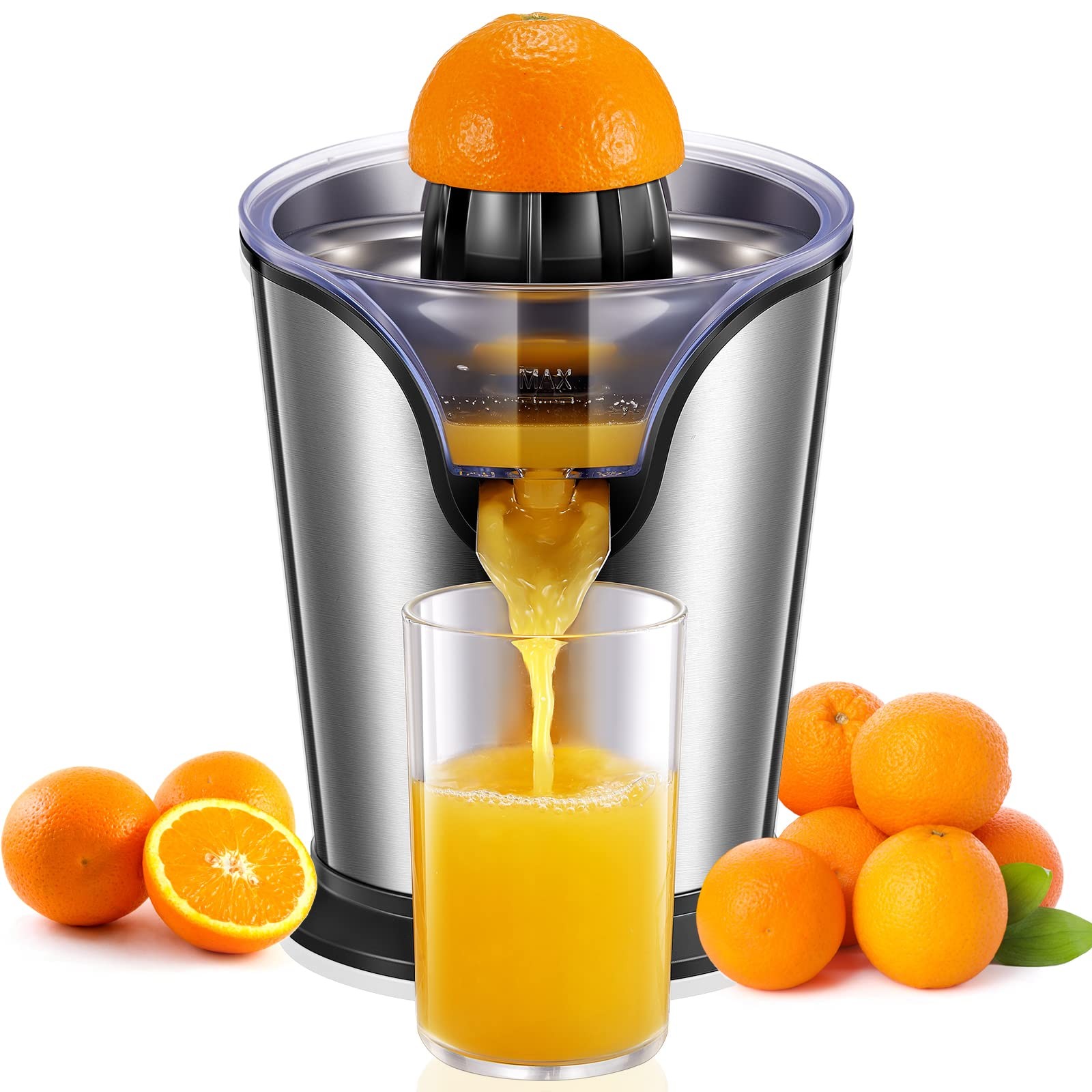 Orange Juicer Squeezer Electric Citrus Juicer with Two Interchangeable Cones ...