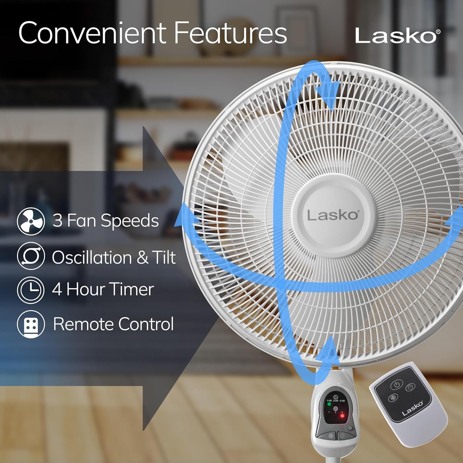 Oscillating Adjustable Pstal Stand Fan with Timer and Remote for