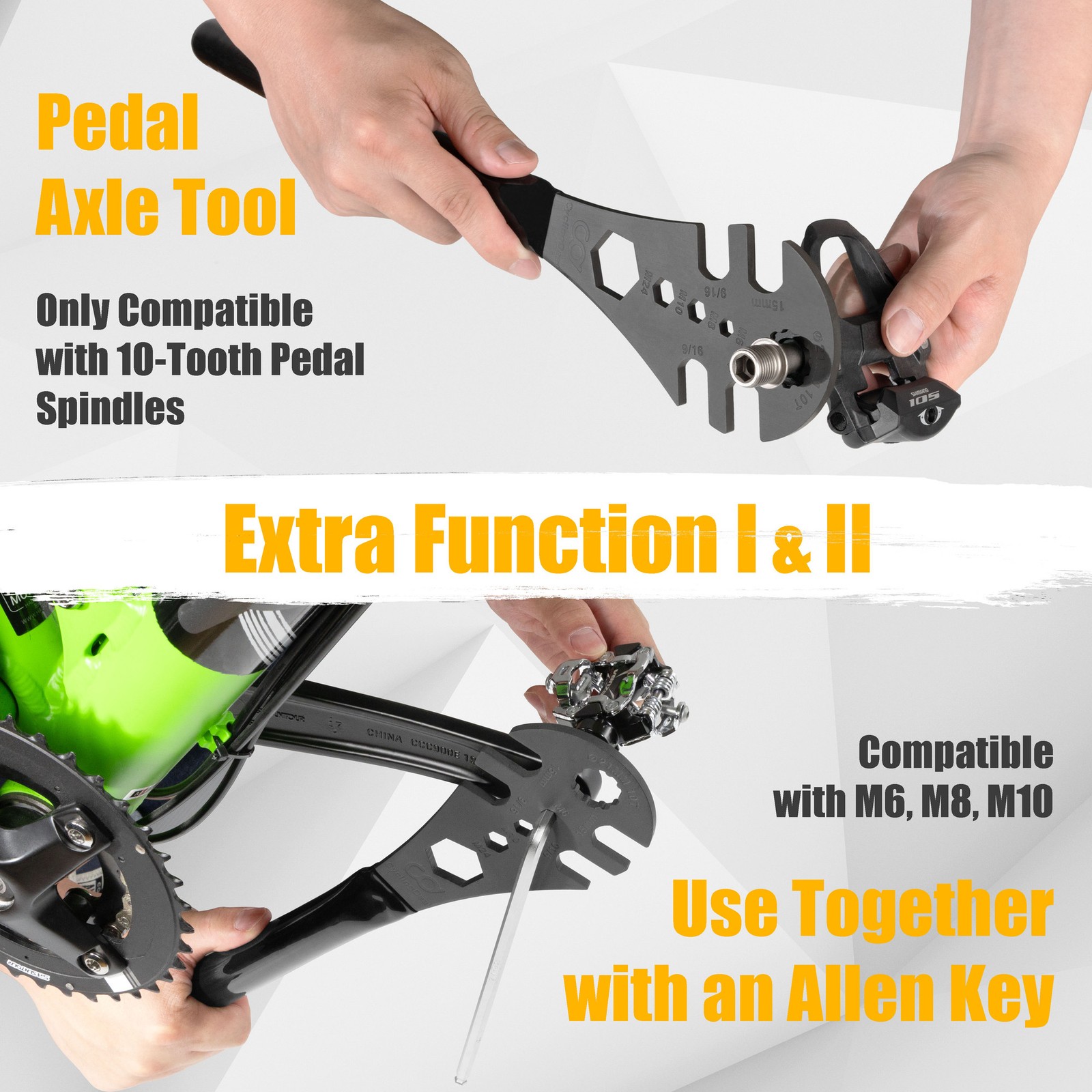 CyclingDeal Multi-Function Bicycle Pedal Wrench - 41cm/16" Extra Long Handle