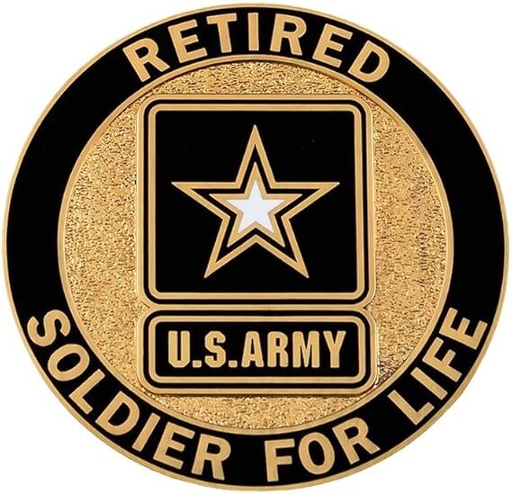 ARMY RETIRED SOLDIER FOR LIFE MILITARY CSIB SERVICE IDENTIFICATION BADGE