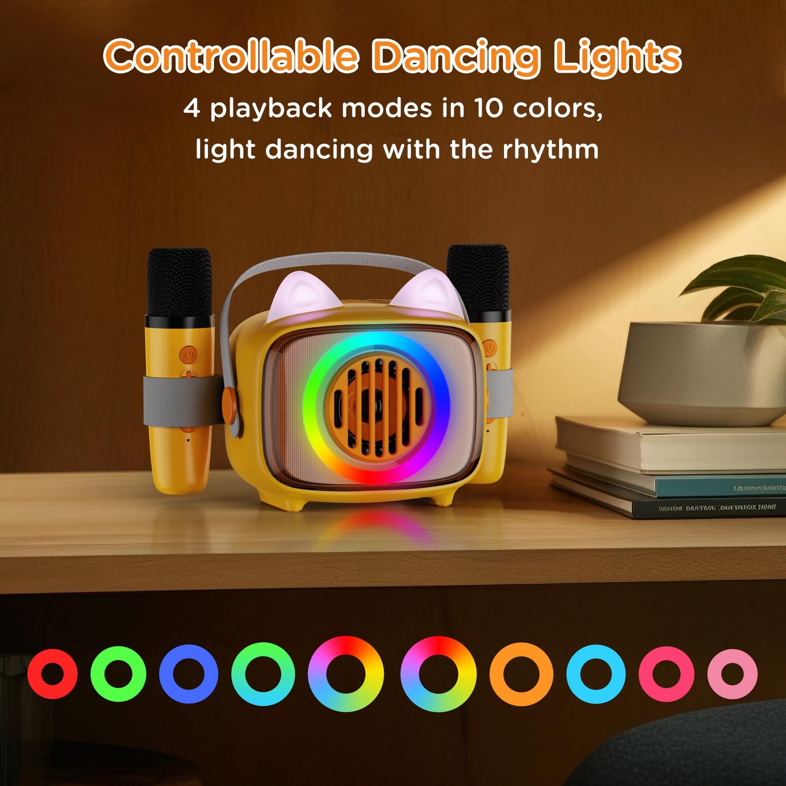 Karaoke Machine for Kids, Portable Bluetooth Speaker with 2 Wireless Micropho...