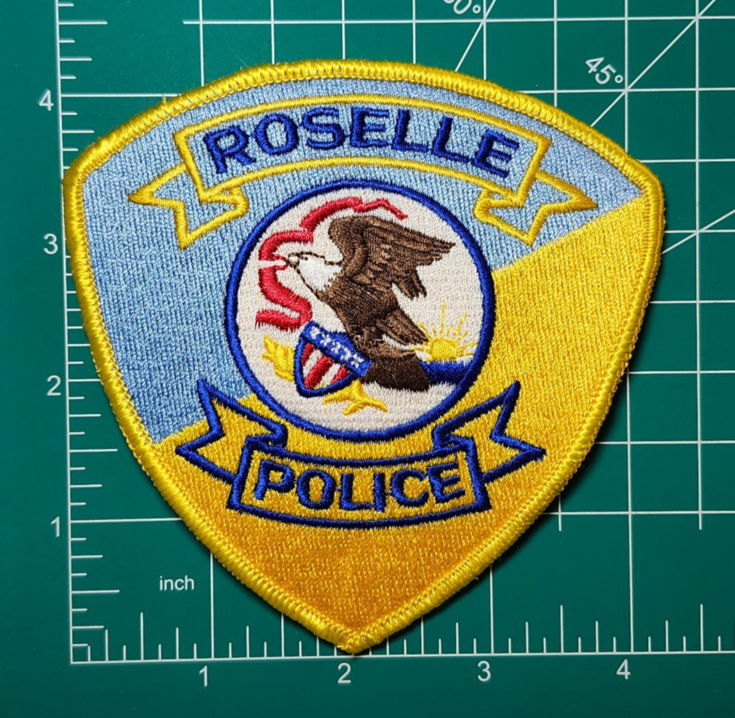 ROSELLE IL POLICE | 90S' Blue/Yellow Embroidered Shoulder Shield Patch [Chicago]