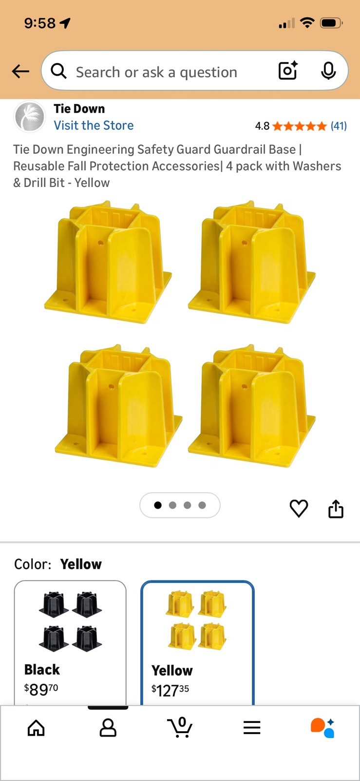Temp Railing Brackets, 4 Pack with hardware