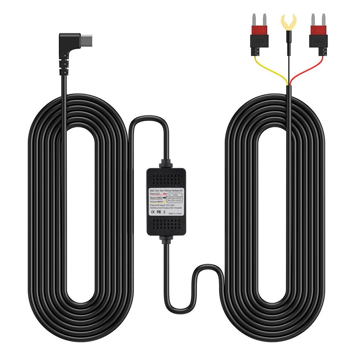 12-24V to 5V 3A Type-C Step-down Cable Suitable Fits Type-c Interface Recorders.