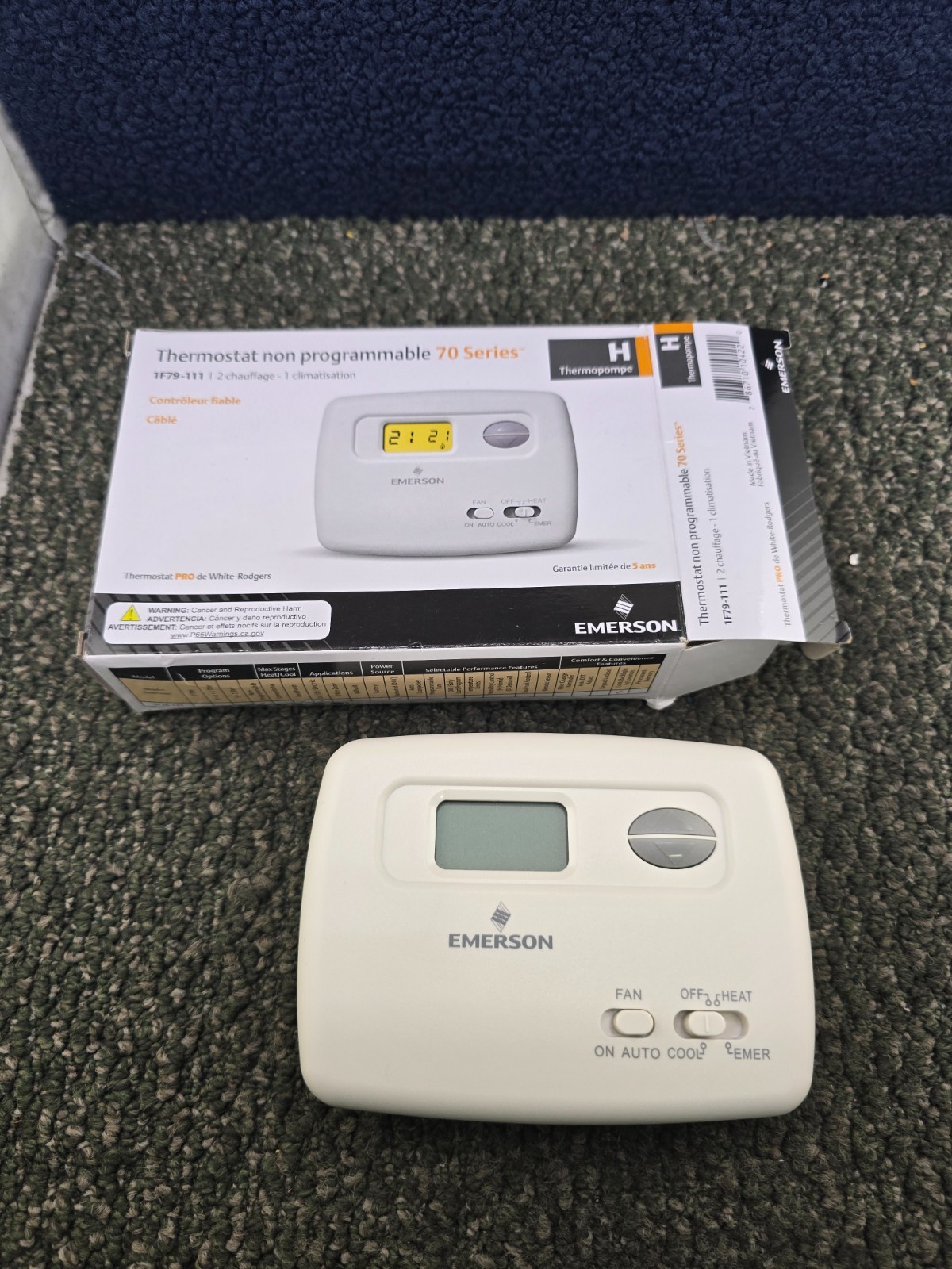 Emerson 1F79-111 Digital Non-Programmable Thermostat For Heat Pump Systems 2H/1C