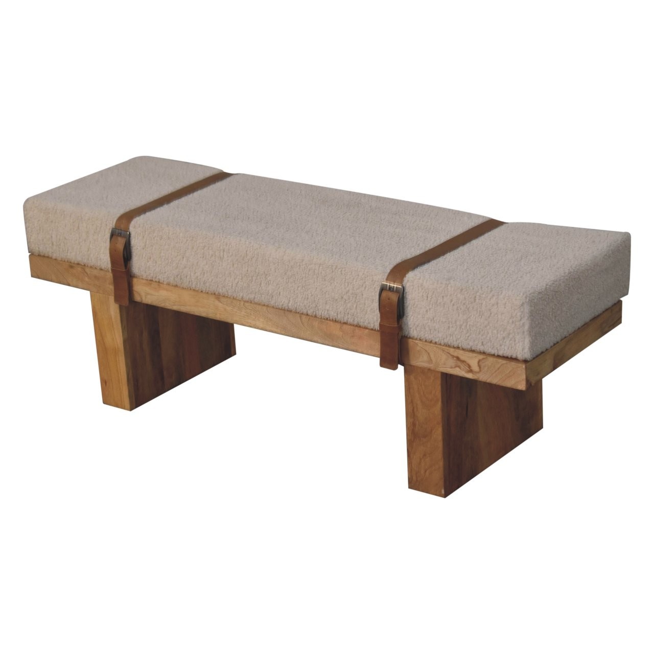 Belmont Cream Boucle Strap Bench