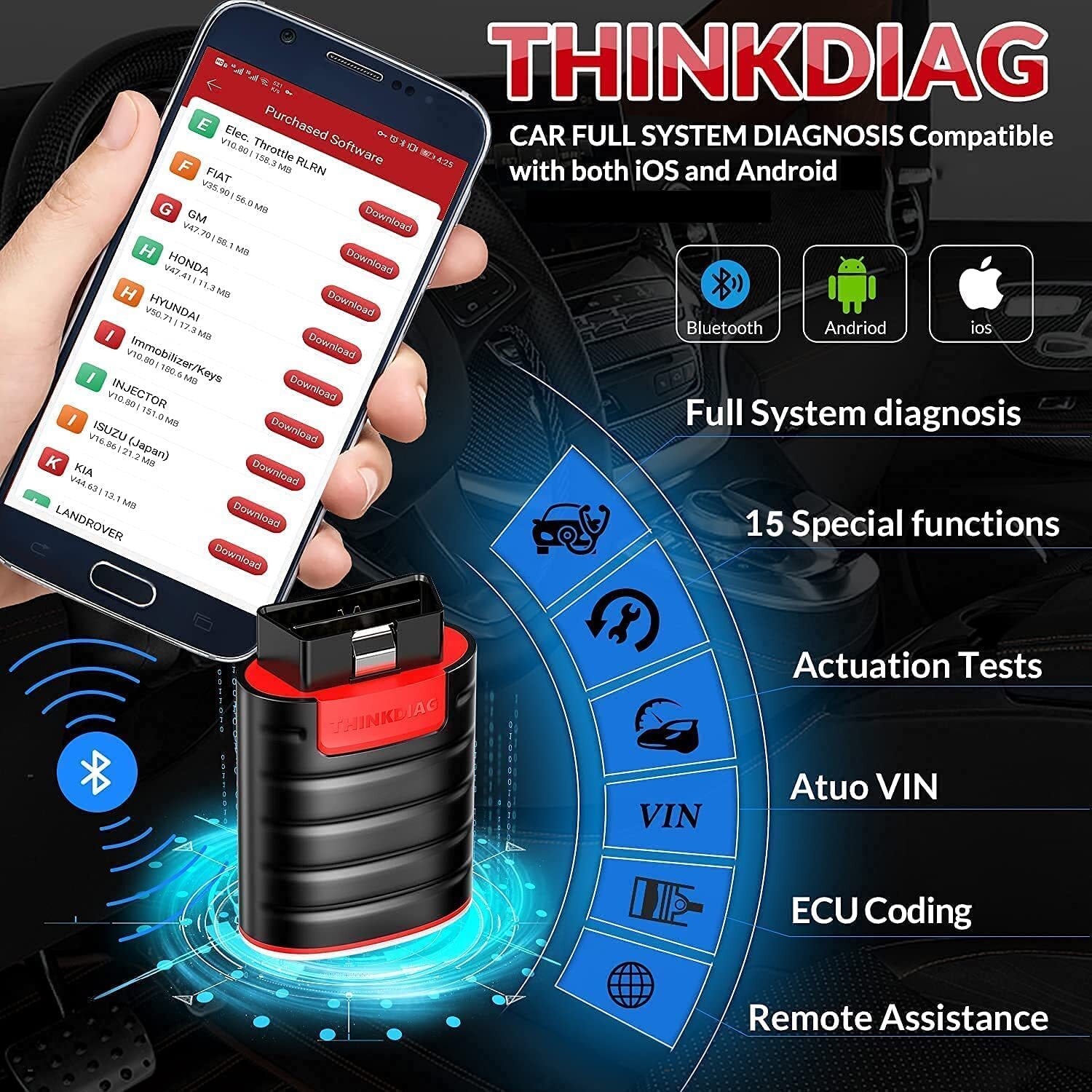 THINKCAR THINKDIAG Bidirectional OBD2 Scanner Diagnostic Tool Full Software free