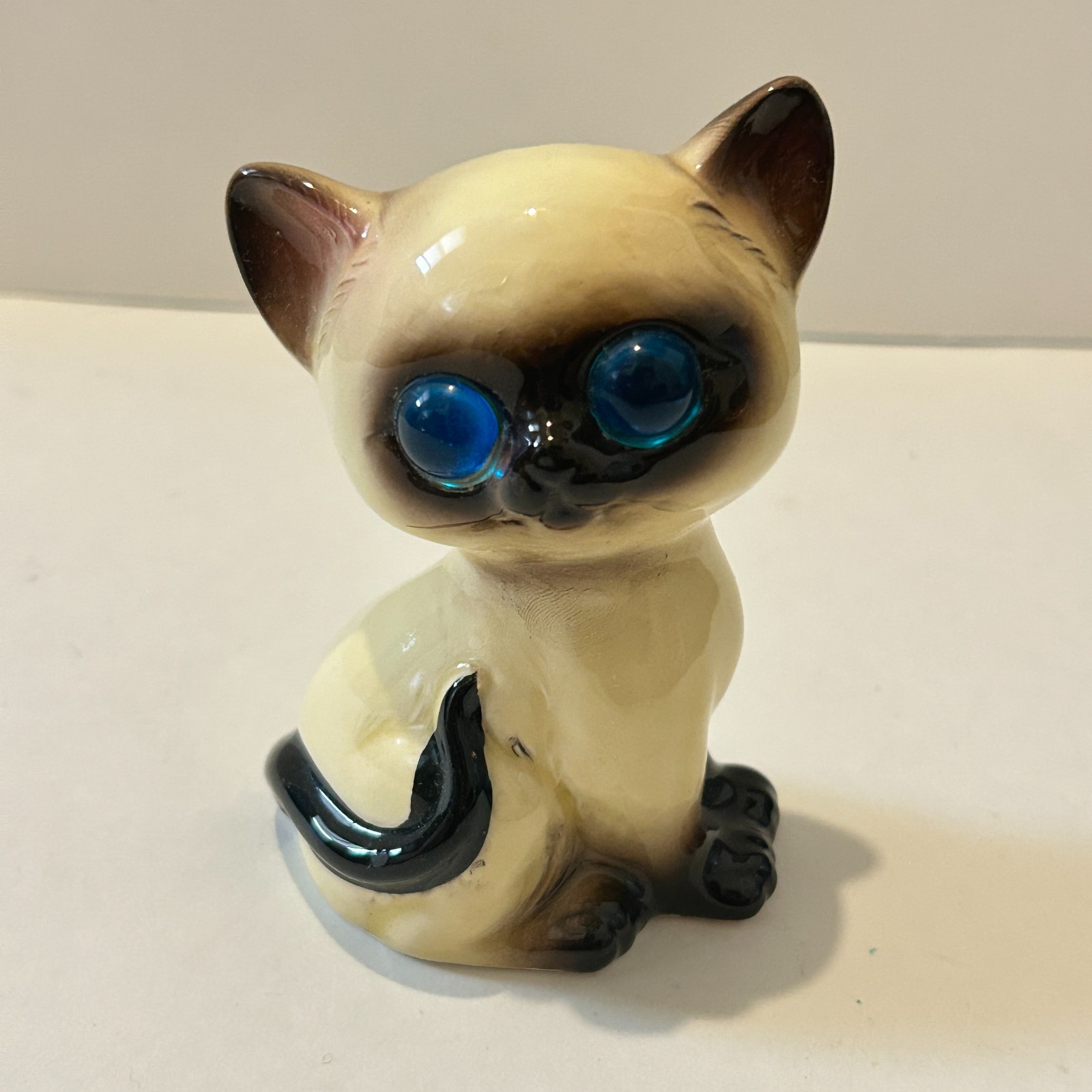 READ Vtg Napcoware Napco Siamese Cat Blue Glass Marble Big Eye No Light Or Cord