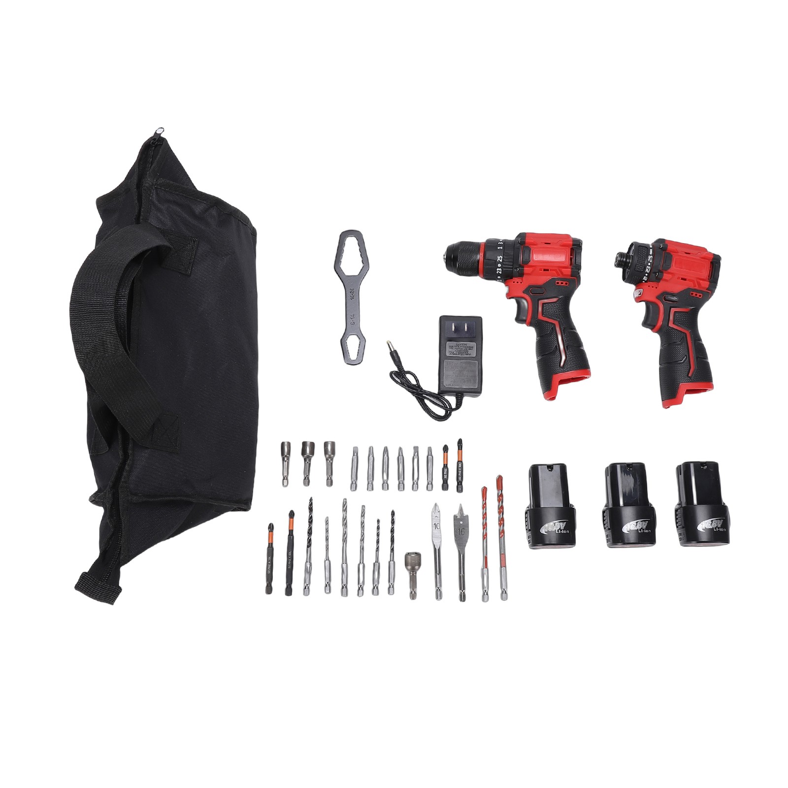 Cordless Drill Combo Kit Power Tool LED Light Drill Impact Driver +3 Batteries