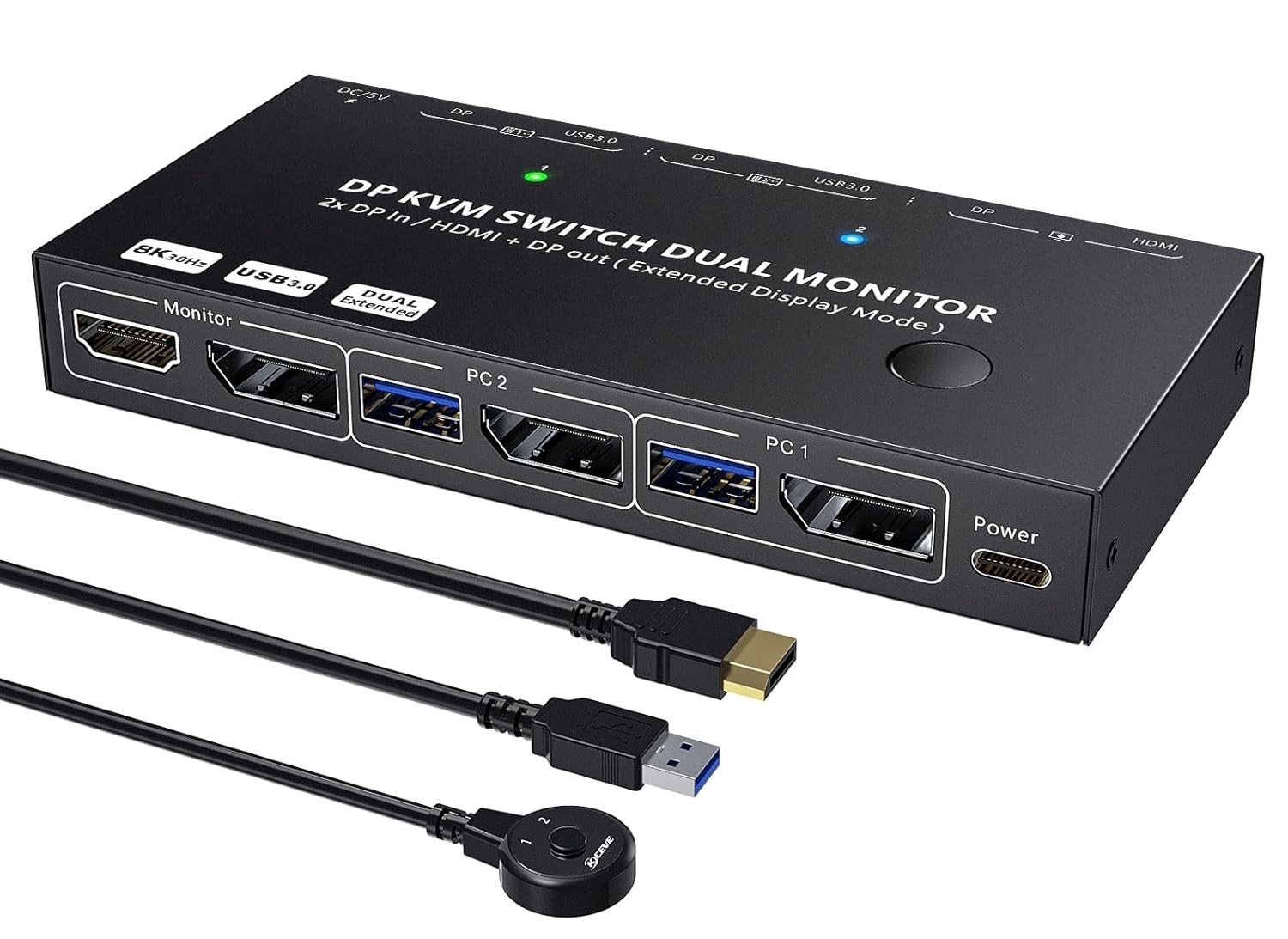 KCEVE 4K KVM Switch 2 Monitors 2 Computers HDMI DP, USB 3.0 KVM Switch Dual Moni