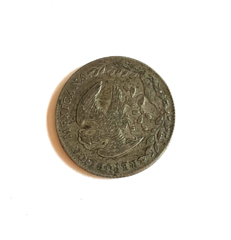 1877-Go FR Mexico 8 Reales Silver Coin - Guanajuato Mint Cap & Rays - Raw