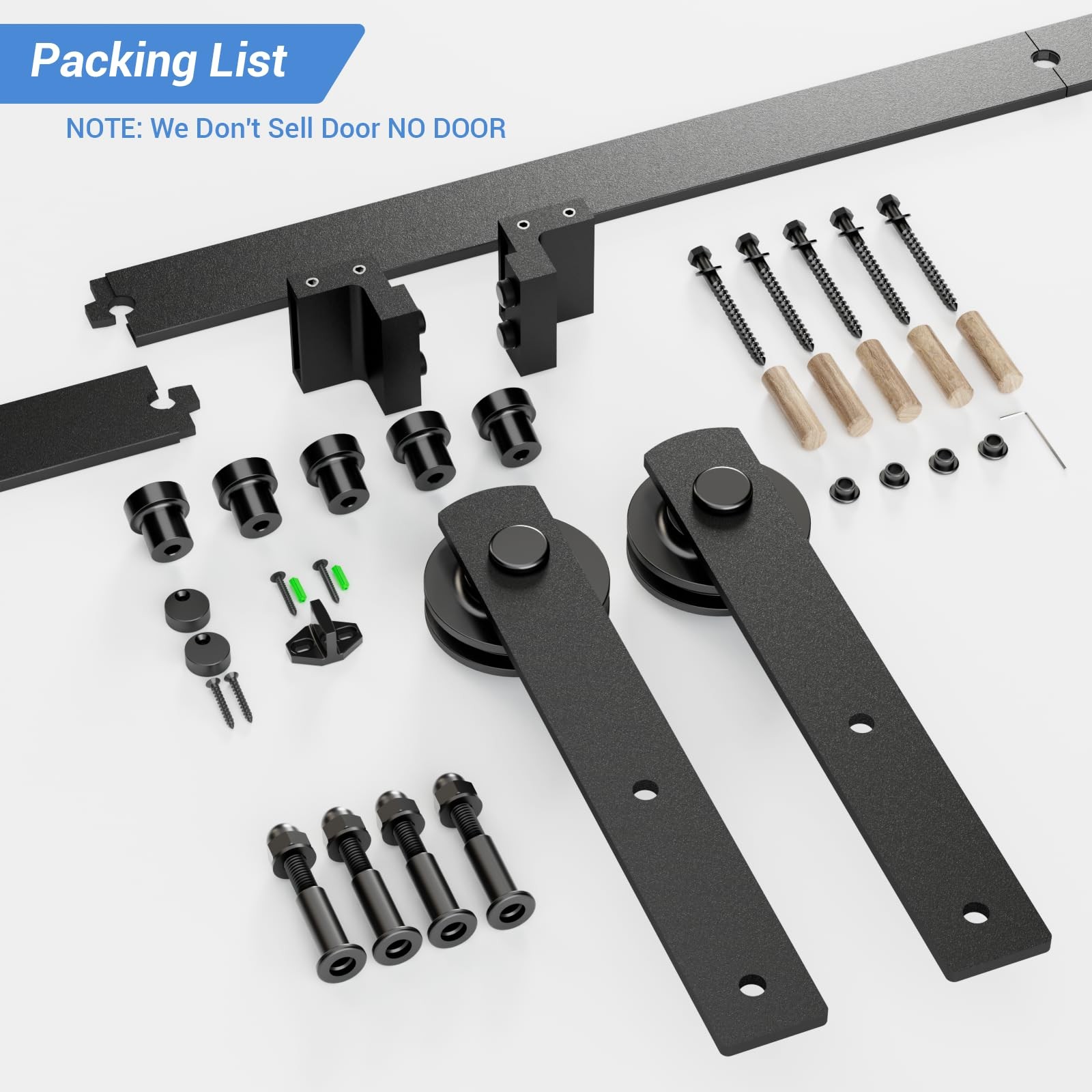 CCJH 6FT Heavy Duty Sturdy Sliding Barn Door 6ft for 1 Door, I Shape Roller