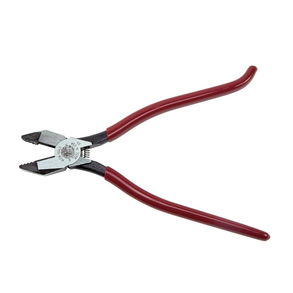Heavy-Duty Linesman Pliers with Side Cutters, Spring-Loaded Action, Tempered Han