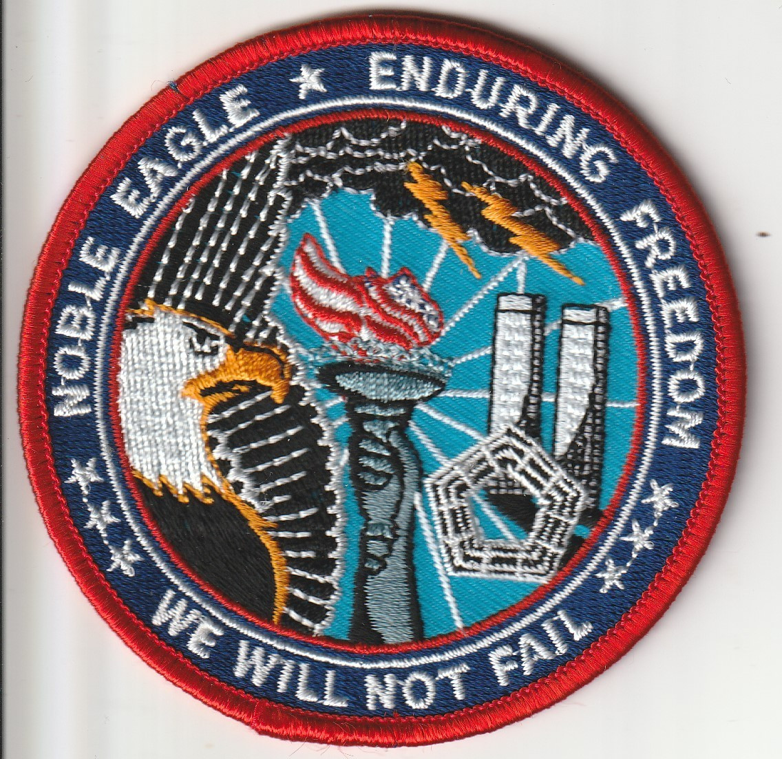 USAF air force Noble Eagle Enduring Freedom  we will not fall patch