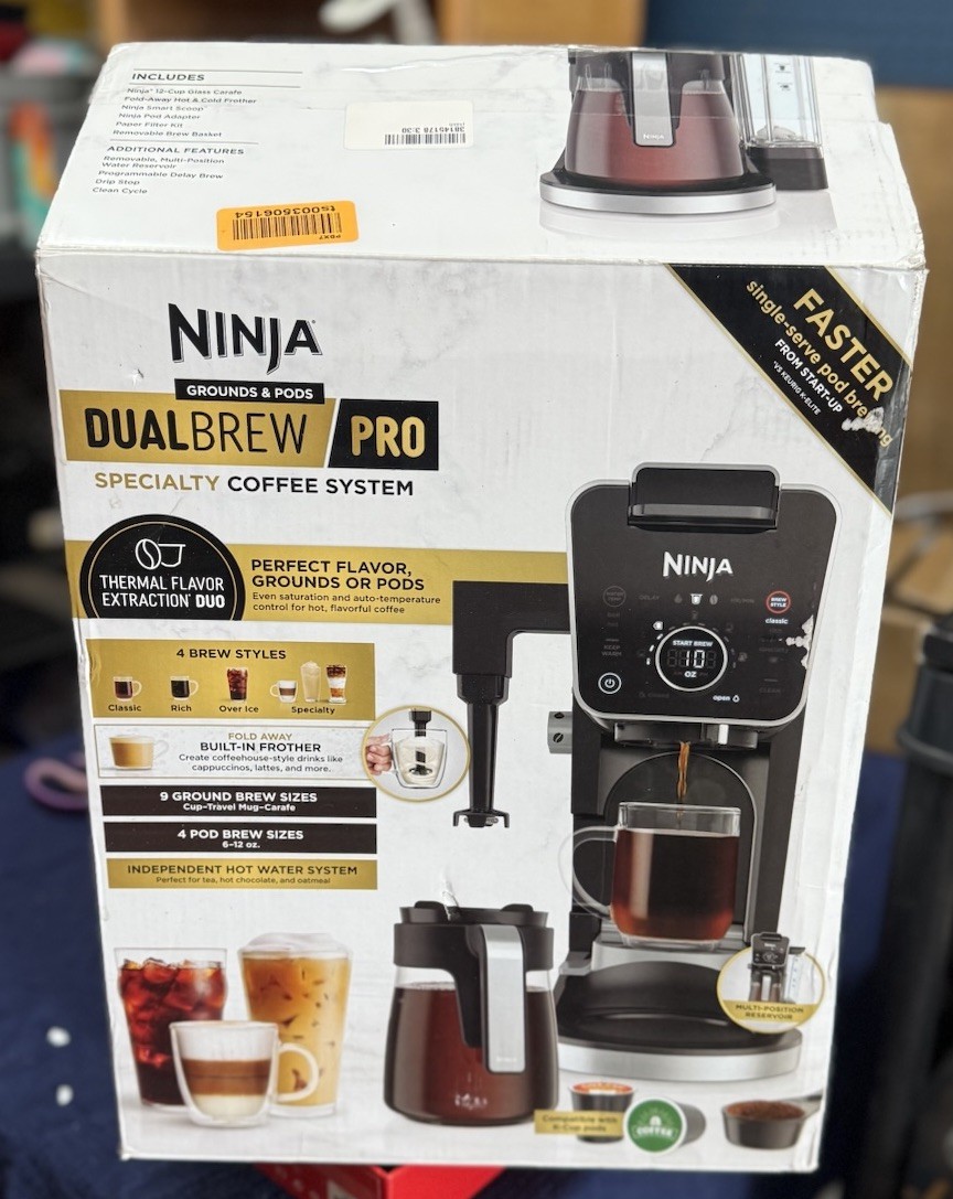 Ninja DualBrew Pro Pod Coffee Machine Black Silver 12 Cup K-Cup Thermal Carafe
