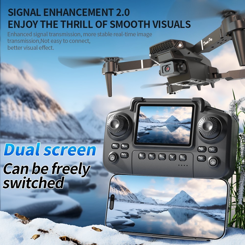 E88 Pro 4K HD Dual Camera WiFi FPV RC Foldable Quadcopter Remote With Screen NEW
