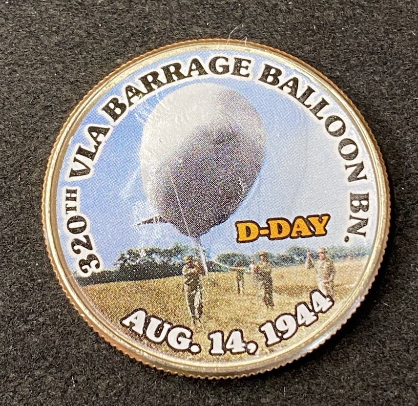 Colorized Kennedy Half Dollar D-Day 320th VLA Barrage Ballon BN. Free Shipping