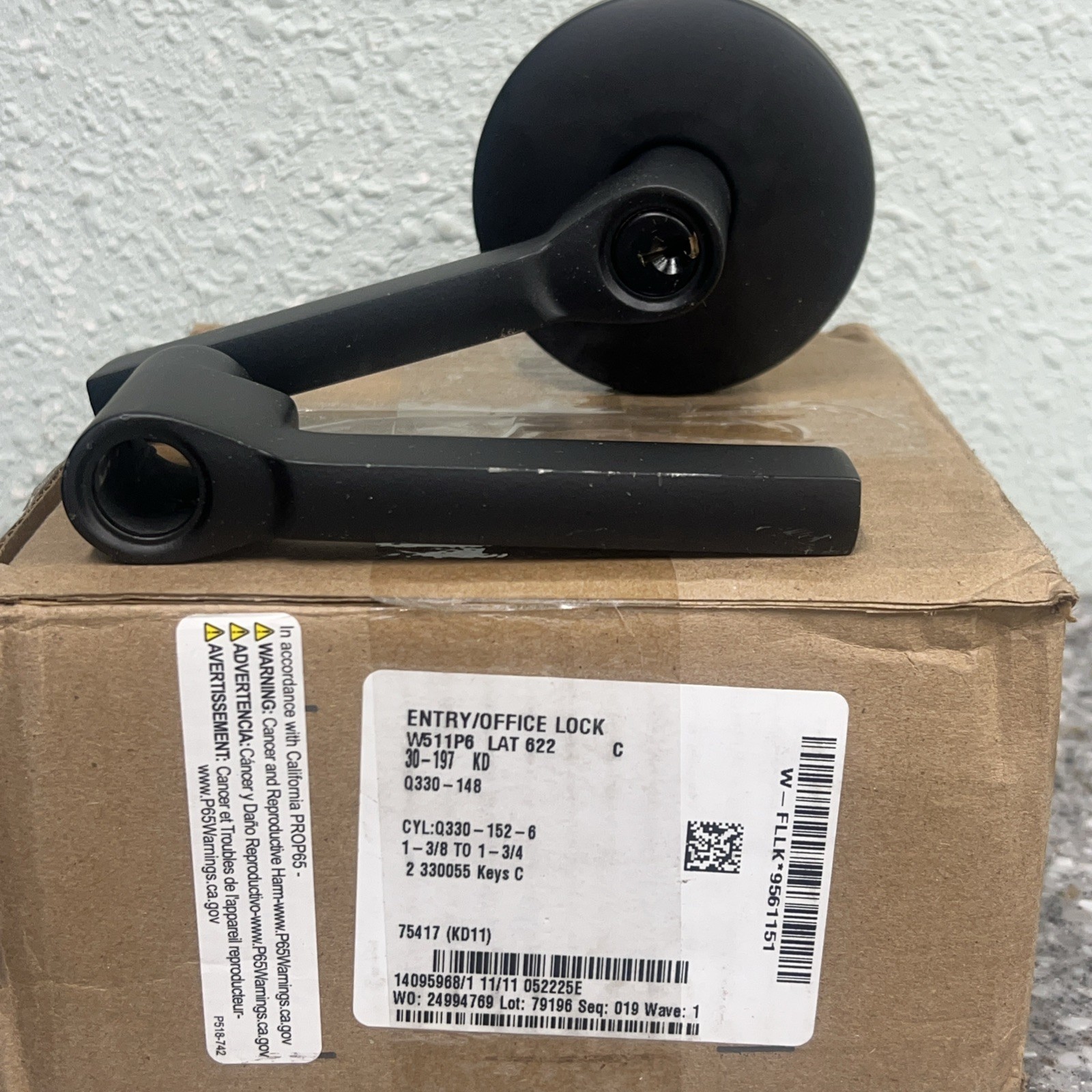 Falcon B511 Grade 2 Entry/Office Lever Lock B511P6 Lat 622 Matte Black