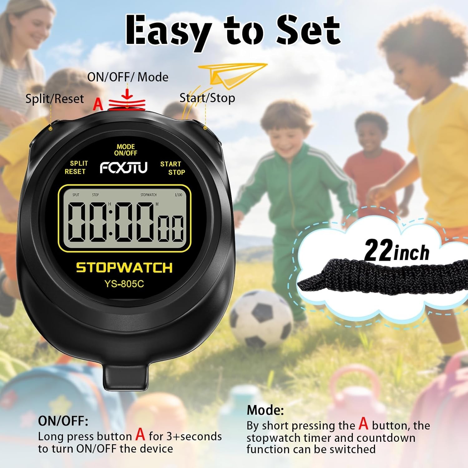 Simple Stopwatch Timer, Single Lap Stopwatch Countdown Timer, No Hourly Beep,...