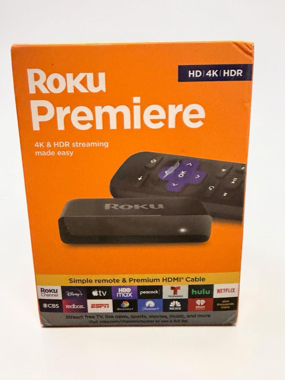 NIB~ ROKU Premiere Streaming 4K HDR Remote with HDMI Cable 3920R Player