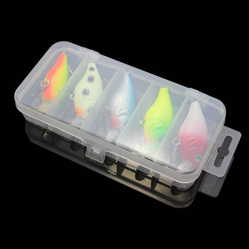5 Pcs Fishing Lures Kinds Of Minnow Fish Bass Tackle Hooks Baits Crankbait Lot