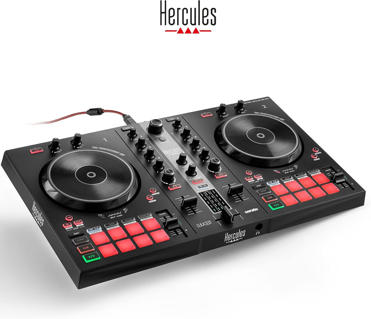 Djcontrol Inpulse 300 MK2 USB DJ Controller – Beginner DJ Set, 2-Deck Mixer with