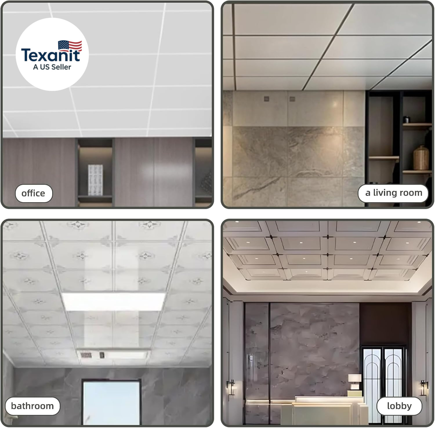 64 SQ FT White Galvanized Drop Ceiling Grid Kit for Basement Living Room Kitchen
