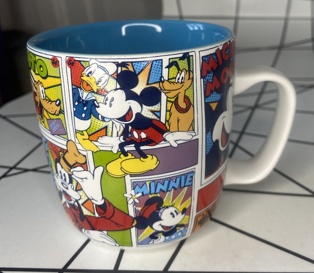 Disney Store Mug Cup - Mickey Mouse Comic Strip, Blue Inside
